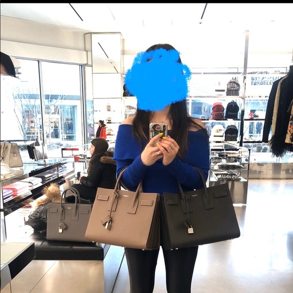 YSL Small Sac de Jour SDJ in grained taupe leather - Picture 5 of 6